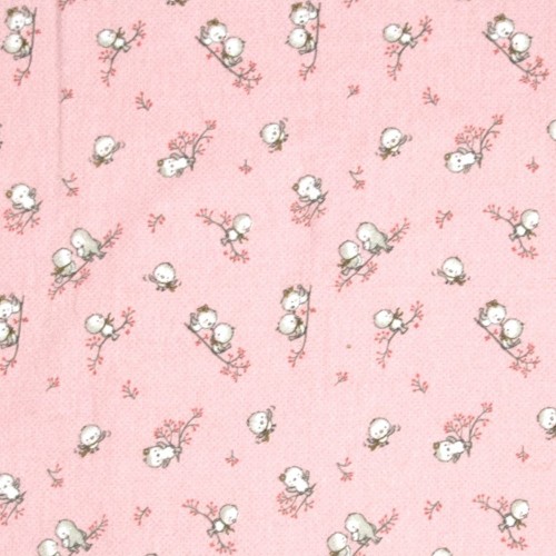 Crib sheet bebe Birds 15 80X110 Pink Flannel cotton 100% 