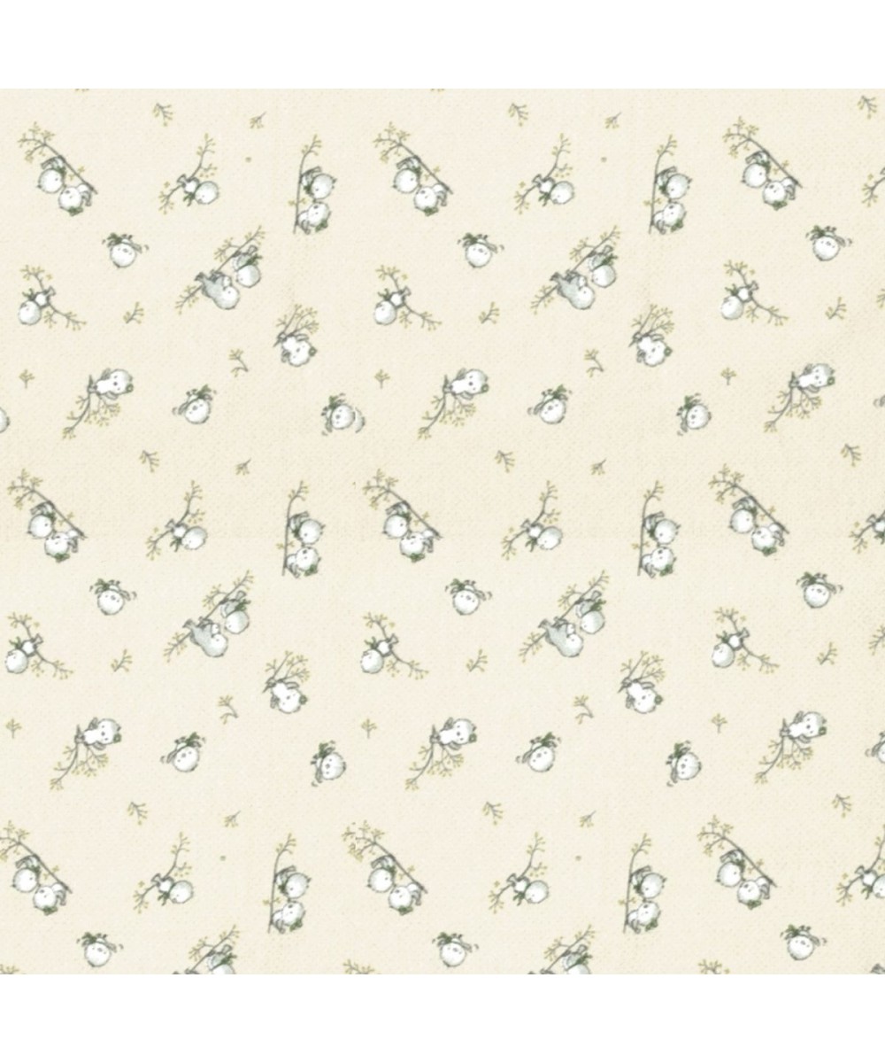 Crib sheet bebe Birds 16 80X110 Ecru Flannel cotton 100%