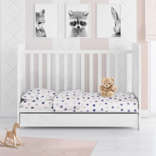 PRINTED SHEETS SET 3 pcs bebe Star 102 120X160 Blue Cotton 100% 