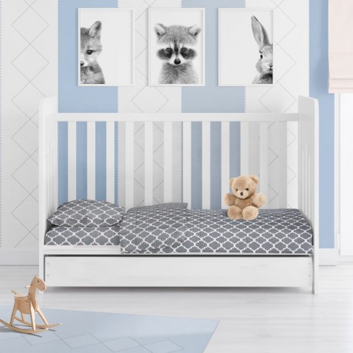 PRINTED SHEETS SET 3 pcs bebe Windows 135 120X160 Gray Cotton 100% 