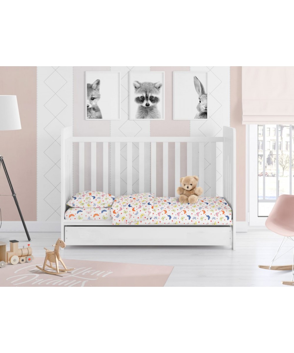 ΣΕΝΤΟΝΙΑ ΕΜΠΡΙΜΕ ΣΕΤ 3 τεμ bebe Butterfly 49 120Χ160 Rotary Print Flannel cotton 100%