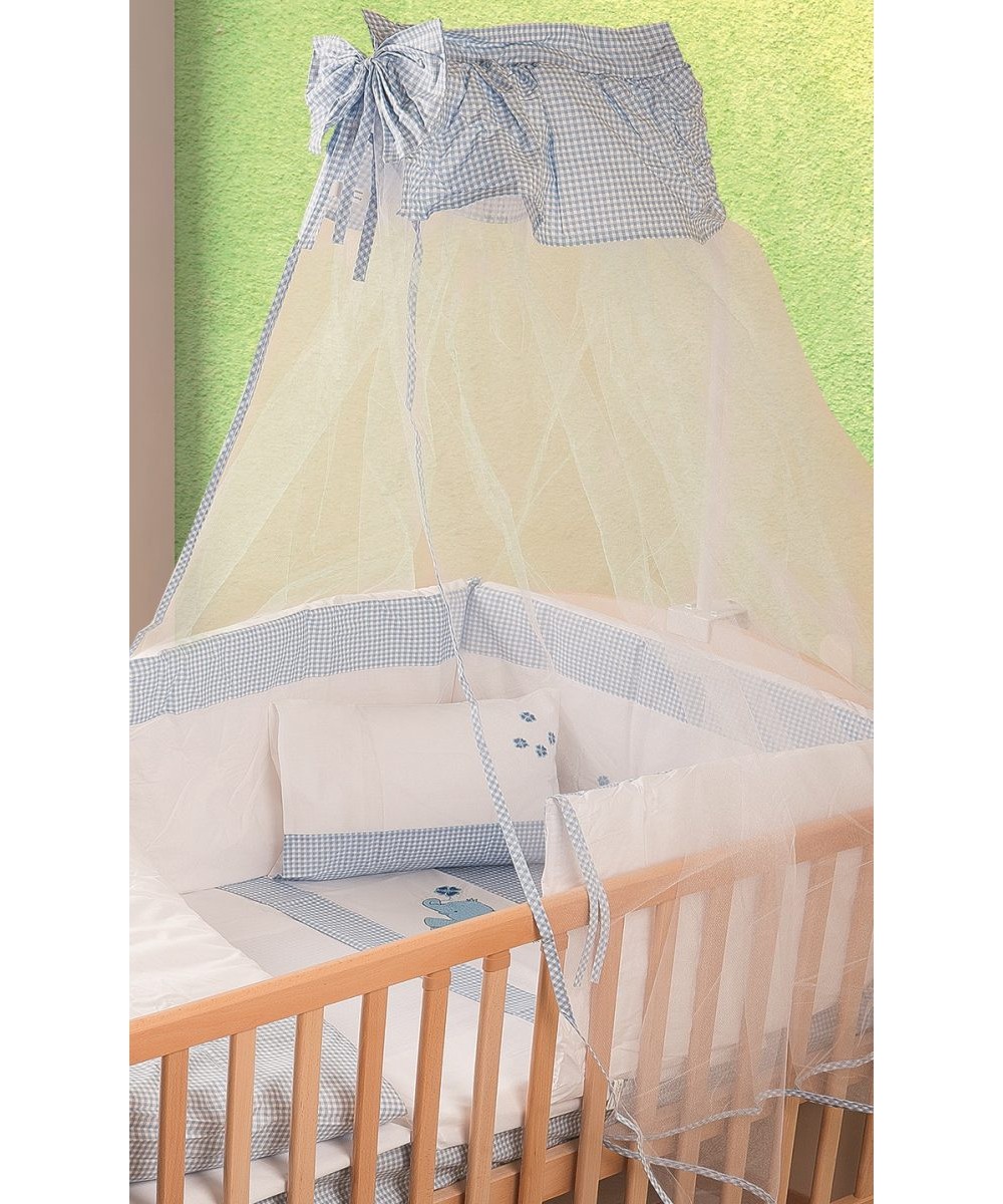 MOSQUITO NET bebe ELEPHANT 18 160X490 WHITE/BLUE Cotton 100%