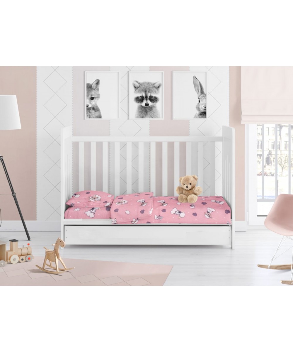 ΣΕΝΤΟΝΙΑ ΕΜΠΡΙΜΕ ΣΕΤ 3 τεμ bebe Προβατάκι 05 120Χ160 Pink Flannel cotton 100%