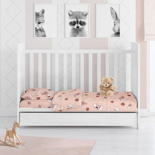 PRINTED SHEETS SET 3 pcs bebe Lamb 07 120X160 Beige Flannel cotton 100% 