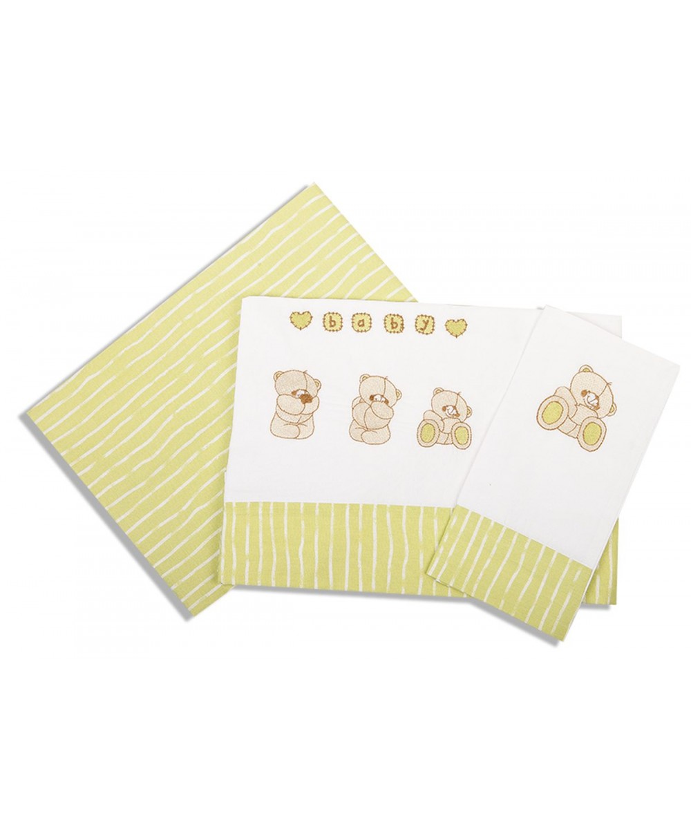 SHEET SET 3 pcs bebe TEDDY 108 120X170 WHITE/LACH/WHITE Cotton 100%