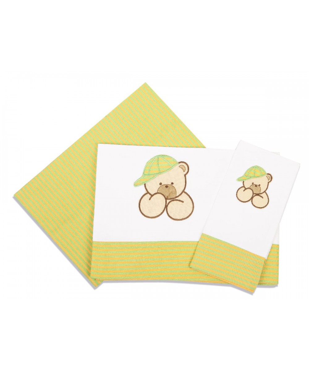 SHEET SET 3 pcs bebe BEAR 100 120X170 LAC/PORT/WHITE Cotton 100%