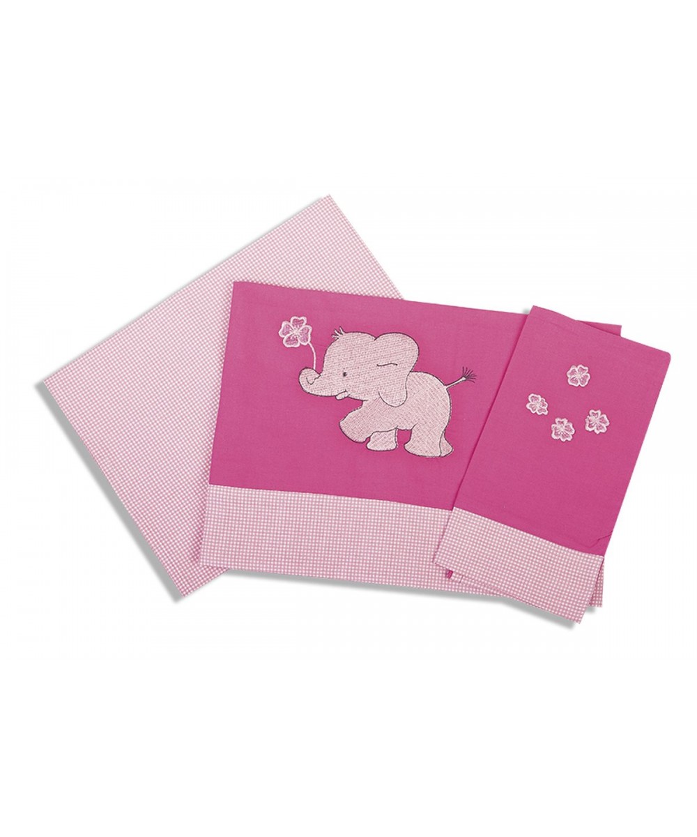 SHEET SET 3 pcs bebe ELEPHANT 122 120X170 PINK/WHITE/FUCHSIA Cotton 100%