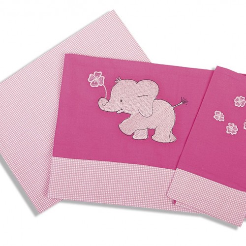 SHEET SET 3 pcs bebe ELEPHANT 122 120X170 PINK/WHITE/FUCHSIA Cotton 100% 