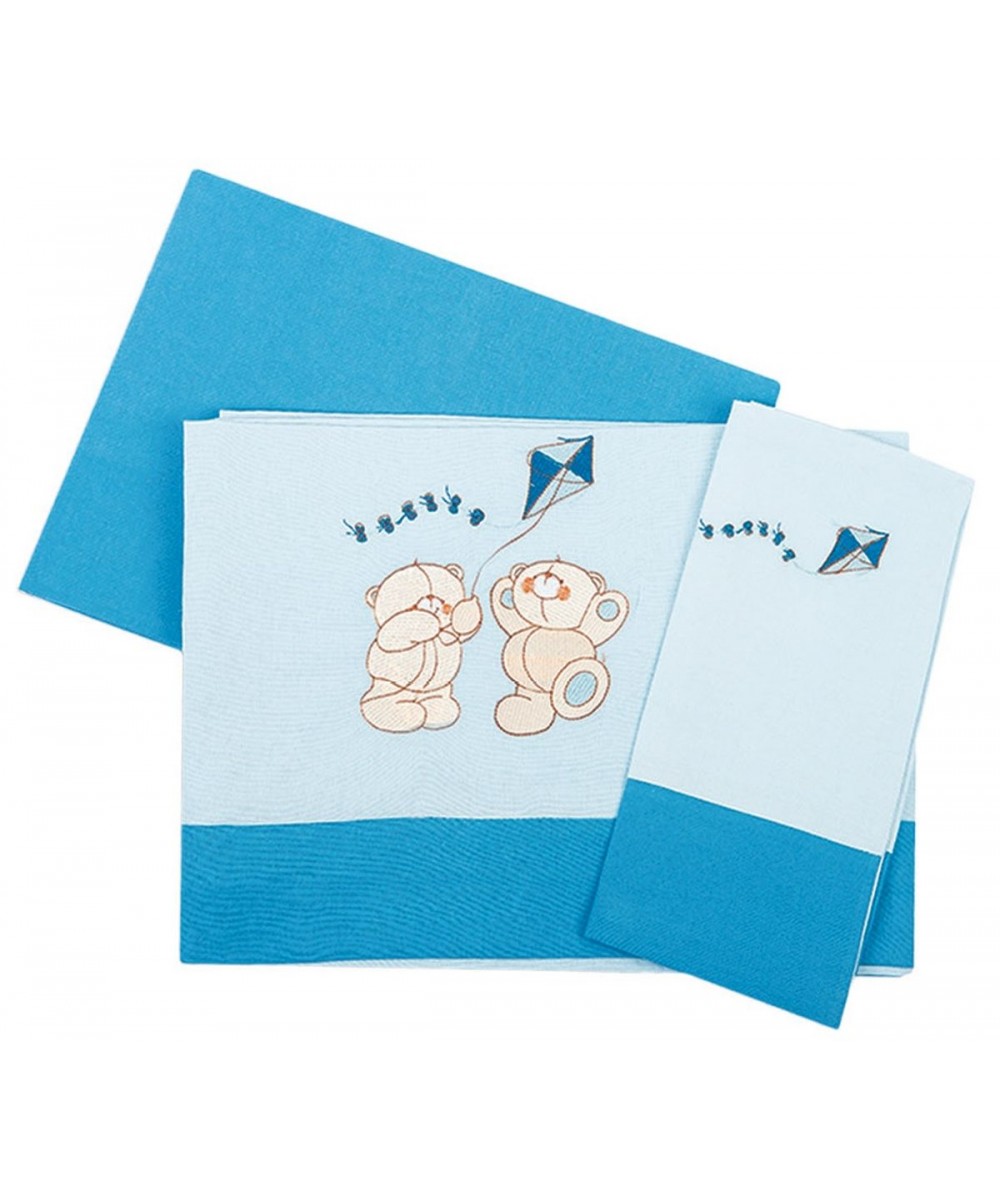 SHEET SET 3 pcs bebe PAPER 90 120X170 CEL/WHITE/BLUE Cotton 100%