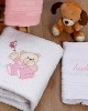 Set of embroidered towels Bear 04 White/Pink