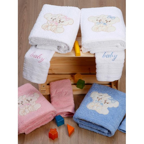 Set of embroidered towels Couple 06 White/Pink