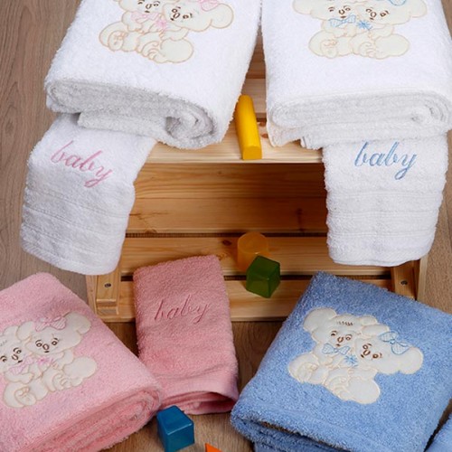 Set of embroidered towels Couple 06 White/Pink