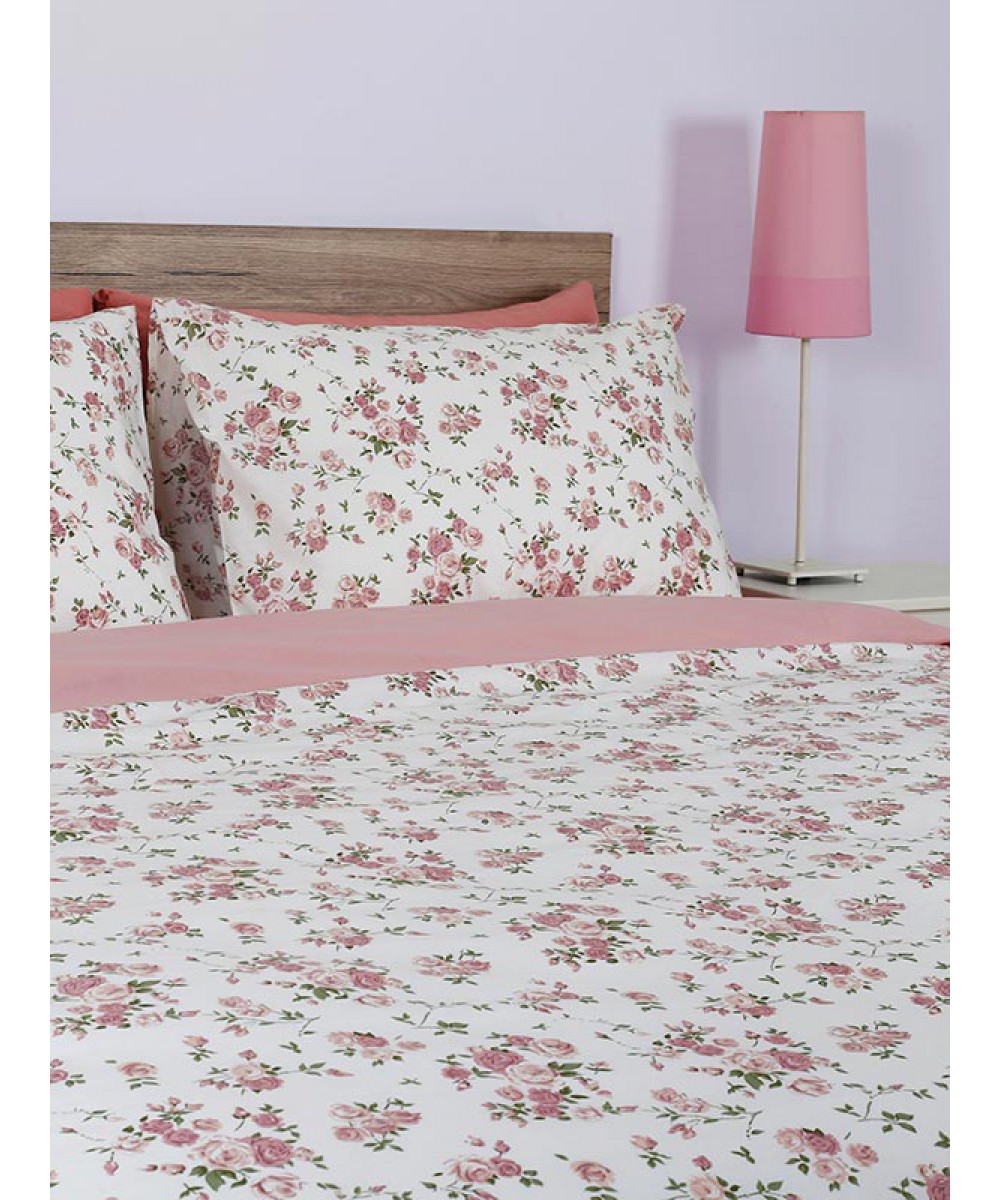 Σετ Σεντόνια Cotton Feelings 929 Pink Διπλό με λάστιχο (150x205 30)