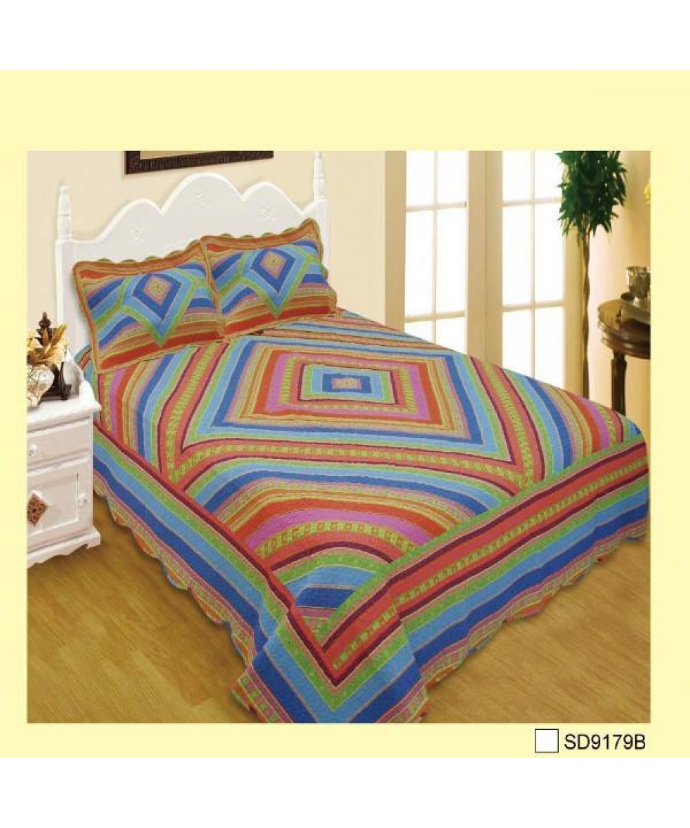 3PCS COTTON BLANKET SET INKAS BLUE SUPER DOUBLE 220X240 LINEAHOME