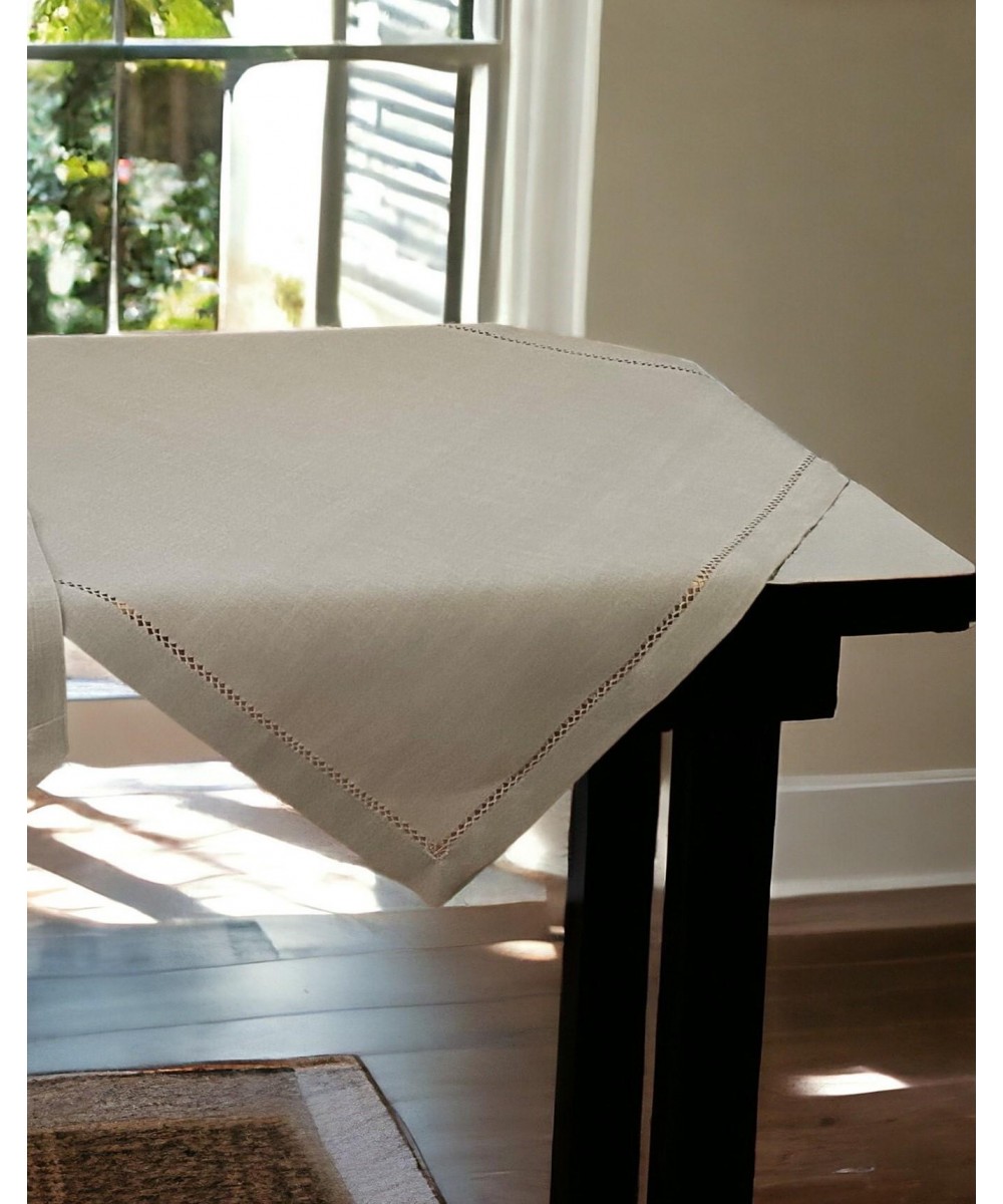 LINEN TABLECLOTH WITH AZURE HANDLE IVY 3688A GRAY 140X140 LINEAHOME