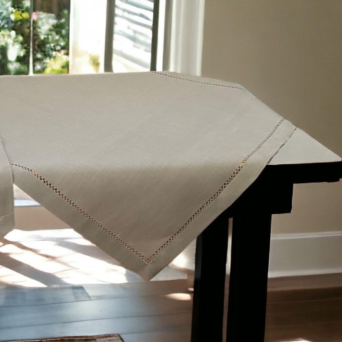 LINEN TABLECLOTH WITH AZURE HANDLE IVY 3688A GRAY 140X140 LINEAHOME