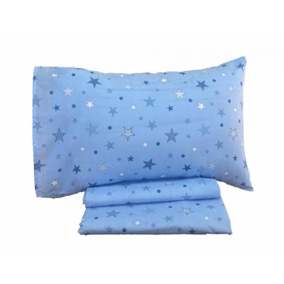 SET OF 3PCS CRADLE SHEETS SHINY STAR BLUE (2)120X160 (1)0.35X0.45 LINEAHOME