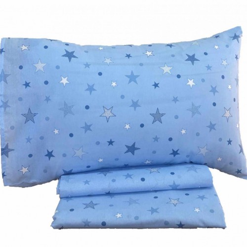 SET OF 3PCS CRADLE SHEETS SHINY STAR BLUE (2)120X160 (1)0.35X0.45 LINEAHOME