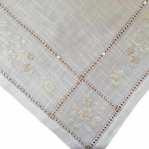 SQUARE SET 4PCS LINEN WITH AZURE AND HAND EMBROIDERY SQUARE 85X85 40X100 (2) 40X40 LINEAHOME