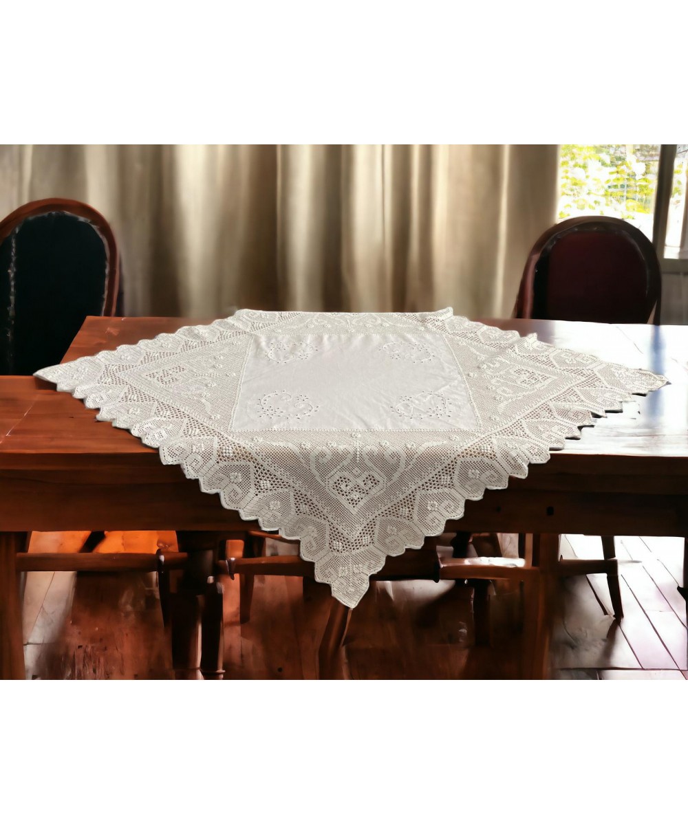 TABLECLOTH 140X180 HAND KNIT MERCERISE CODE.173 BEIGE LINEAHOME