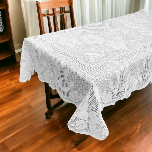 COMPLETELY KNITTED TABLE/L 180X180 HAND MERCERIZED N034 WHITE LINEAHOME