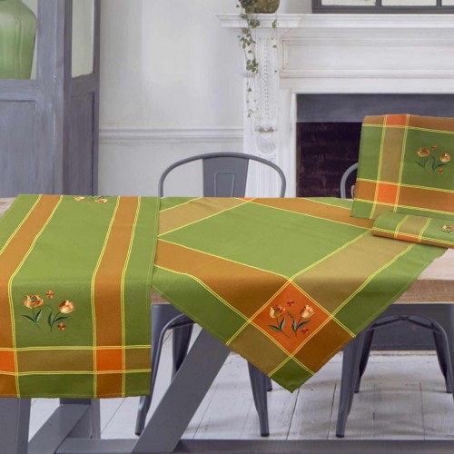 4PCS LINEN FRAME SET WITH TULIP GREEN LINEAHOME EMBROIDERY