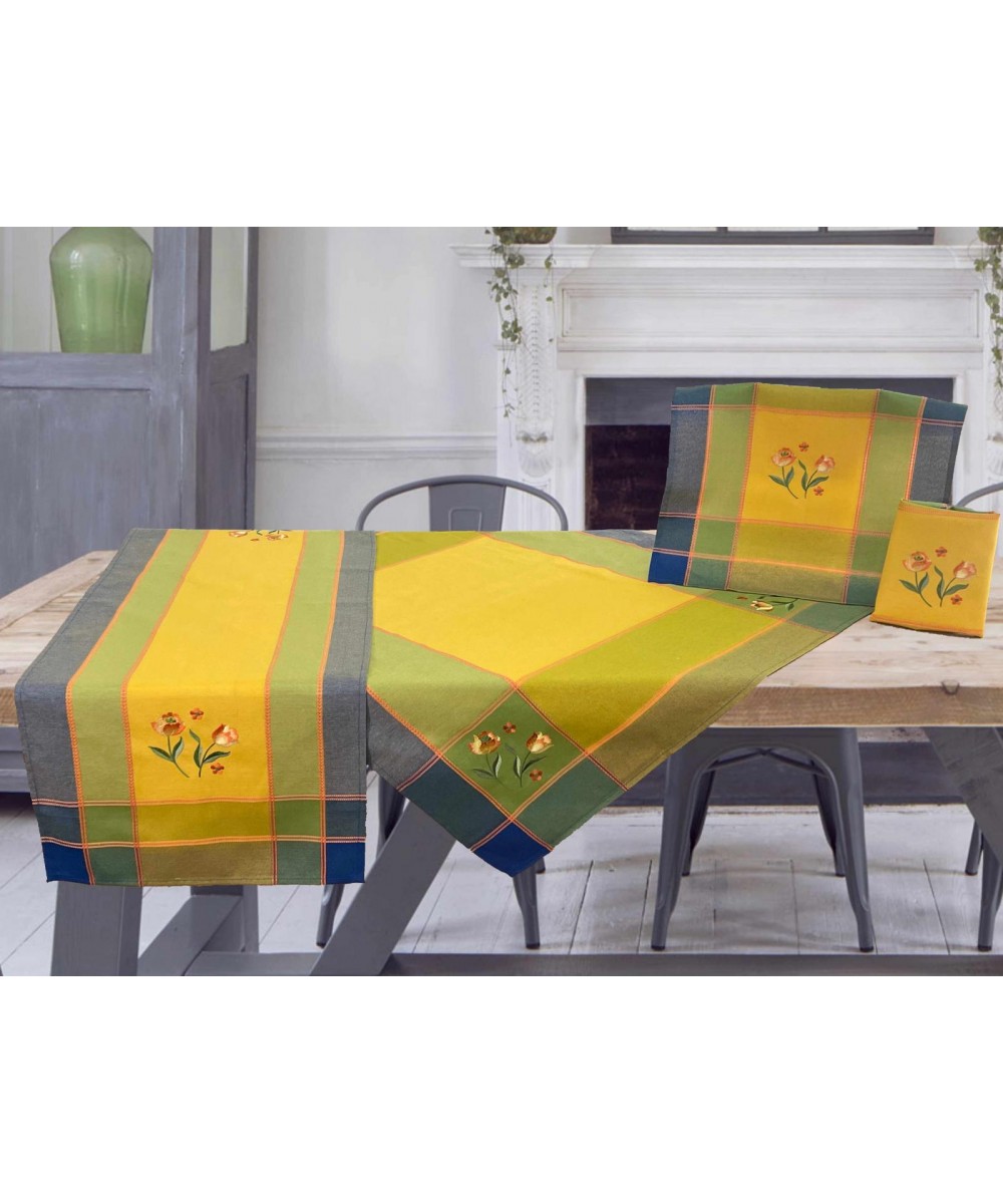 4PCS LINEN FRAME SET WITH AZURE LINEAHOME EMBROIDERY