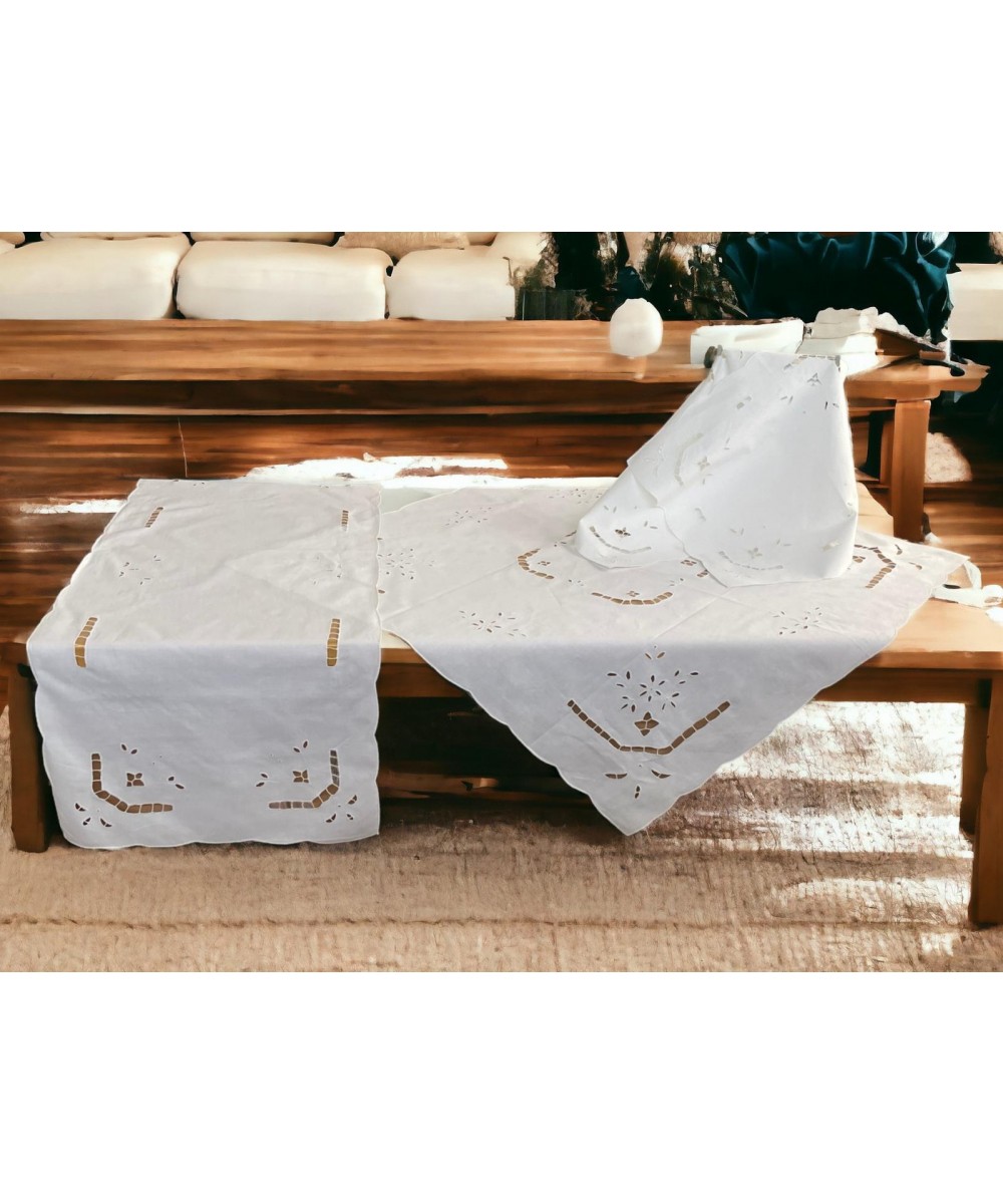 SET OF 7PCS. SHORT EMBROIDERED WHITE LINEAHOME