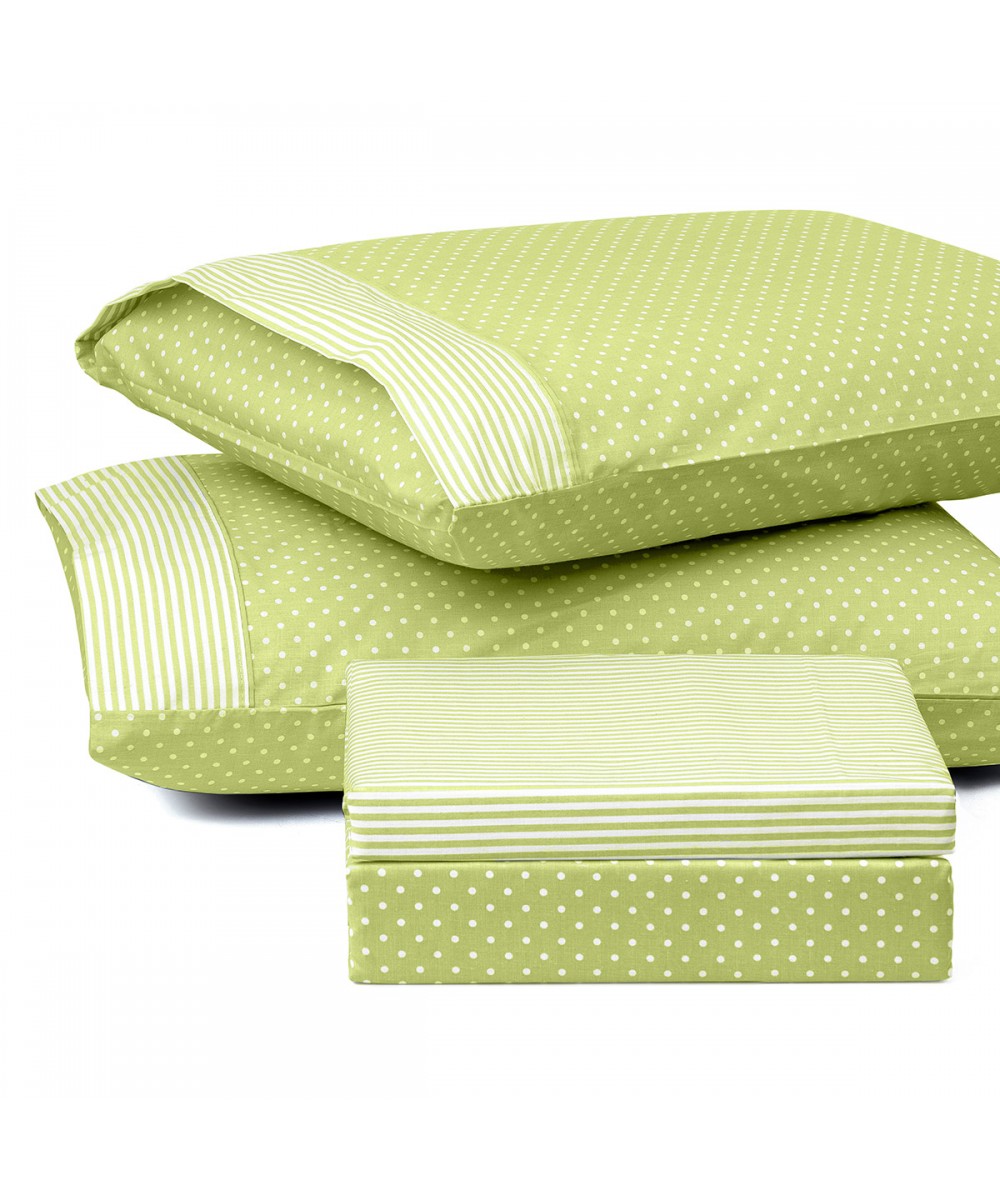 Single polka dot sheet set JOY Art 1680 170x240 Green Beauty Home