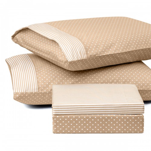 Extra double polka dot sheet set JOY Art 1680 230x240 Beige Beauty Home