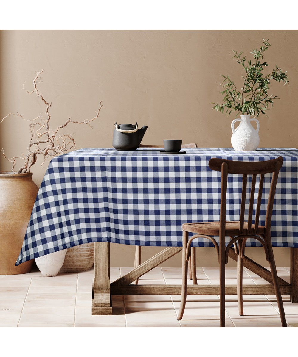 Professional tablecloth Checks Art E8031 100x100 Dark blue Beauty Home