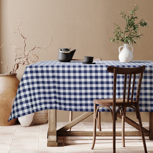 Professional tablecloth Checks Art E8032 145x145 Dark blue Beauty Home