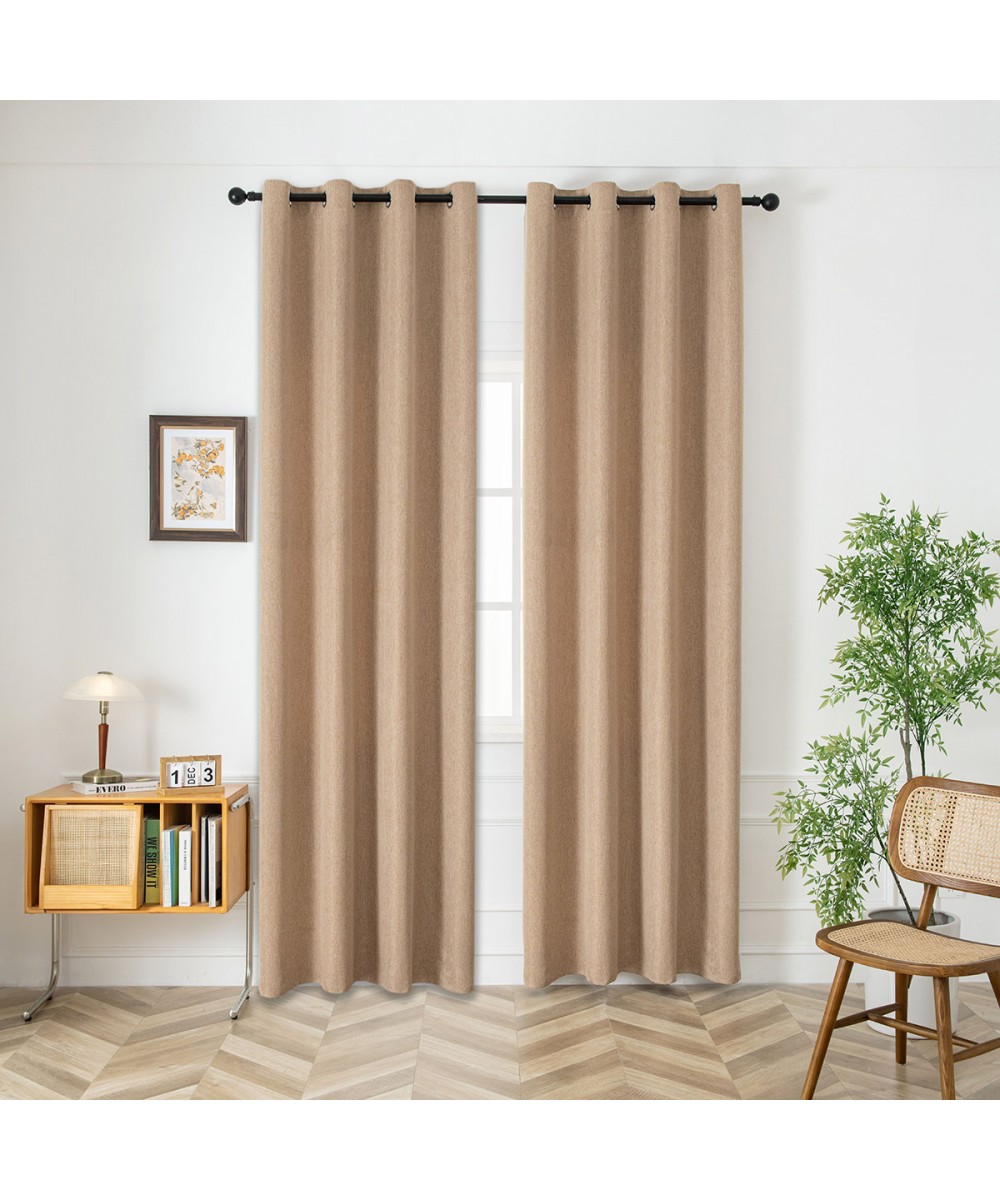 Medium shade curtain with 8 metal rings Illusion Art 8445 140x270 Sand Beauty Home