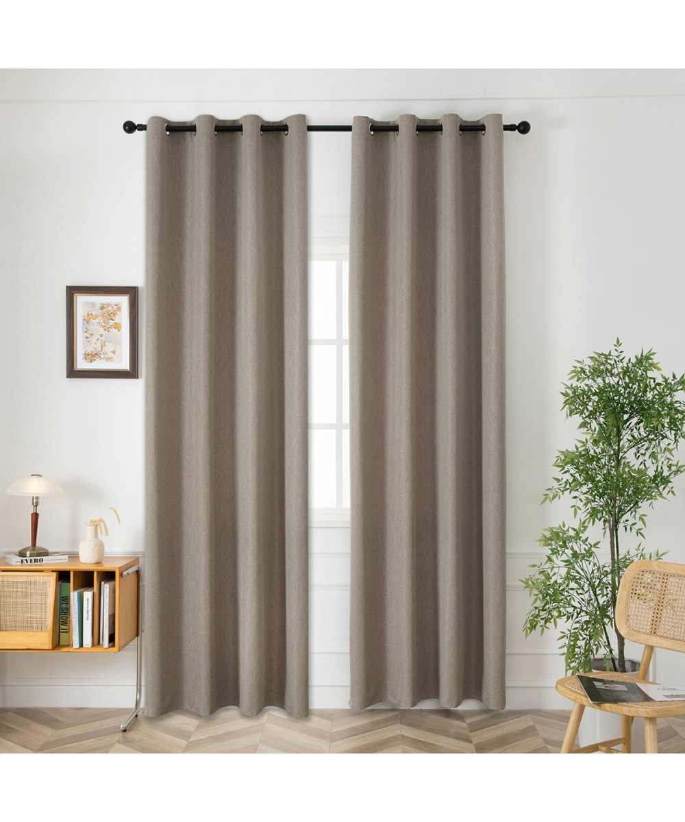 Medium shade curtain with 8 metal rings Illusion Art 8445 140x270 Khaki Beauty Home