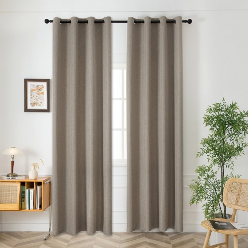 Medium shade curtain with 8 metal rings Illusion Art 8445 140x270 Khaki Beauty Home