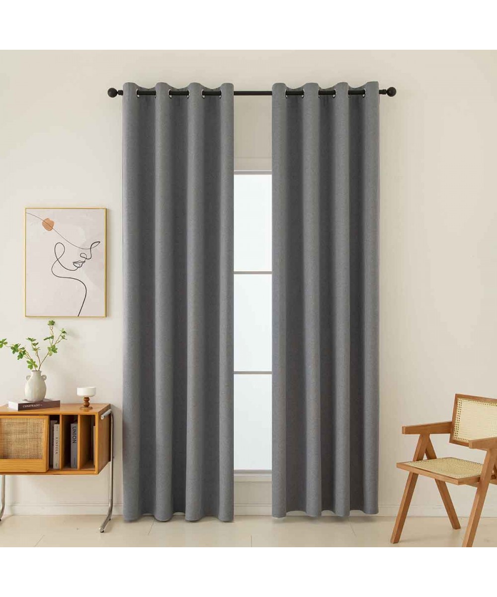 Full Blackout Shading Curtain Fabric Total Art 8446 Fabric Φ280 Anthracite Beauty Home