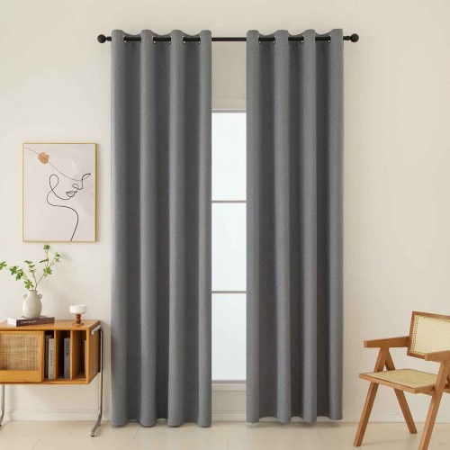 Full Blackout Shading Curtain Fabric Total Art 8446 Fabric Φ280 Anthracite Beauty Home