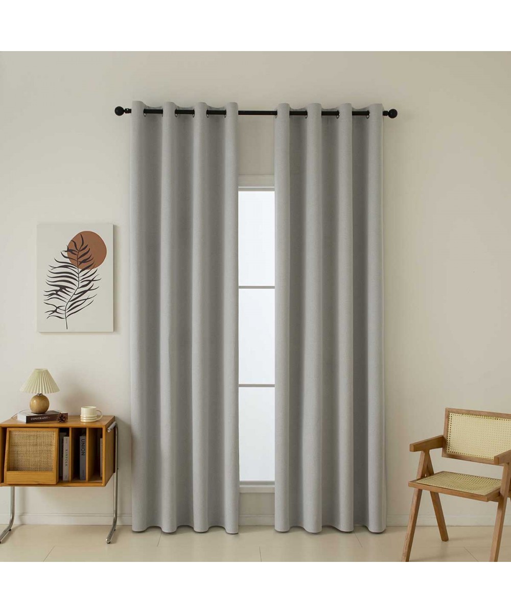 Full Blackout Shading Curtain Fabric Total Art 8446 Fabric Φ280 Silver Beauty Home