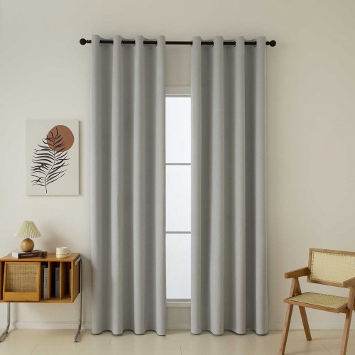 Full Blackout Shading Curtain Fabric Total Art 8446 Fabric Φ280 Silver Beauty Home