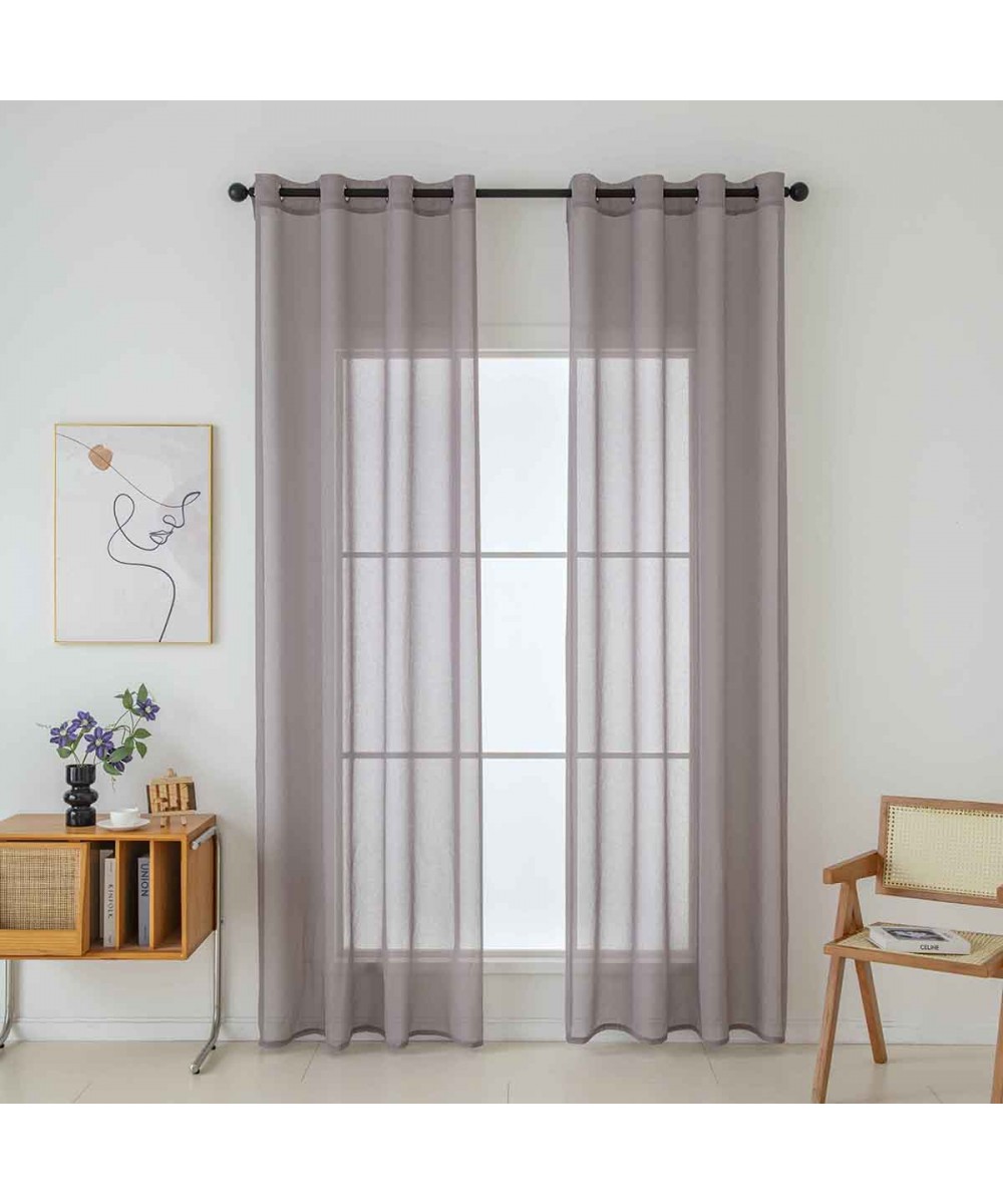 Gauze curtain monochrome with 8 metal rings Sharp Art 8448 140x270 Amethyst Beauty Home