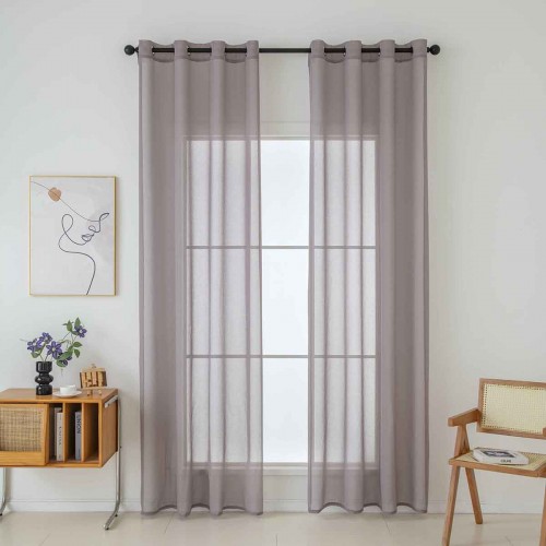 Gauze curtain monochrome with 8 metal rings Sharp Art 8448 140x270 Amethyst Beauty Home