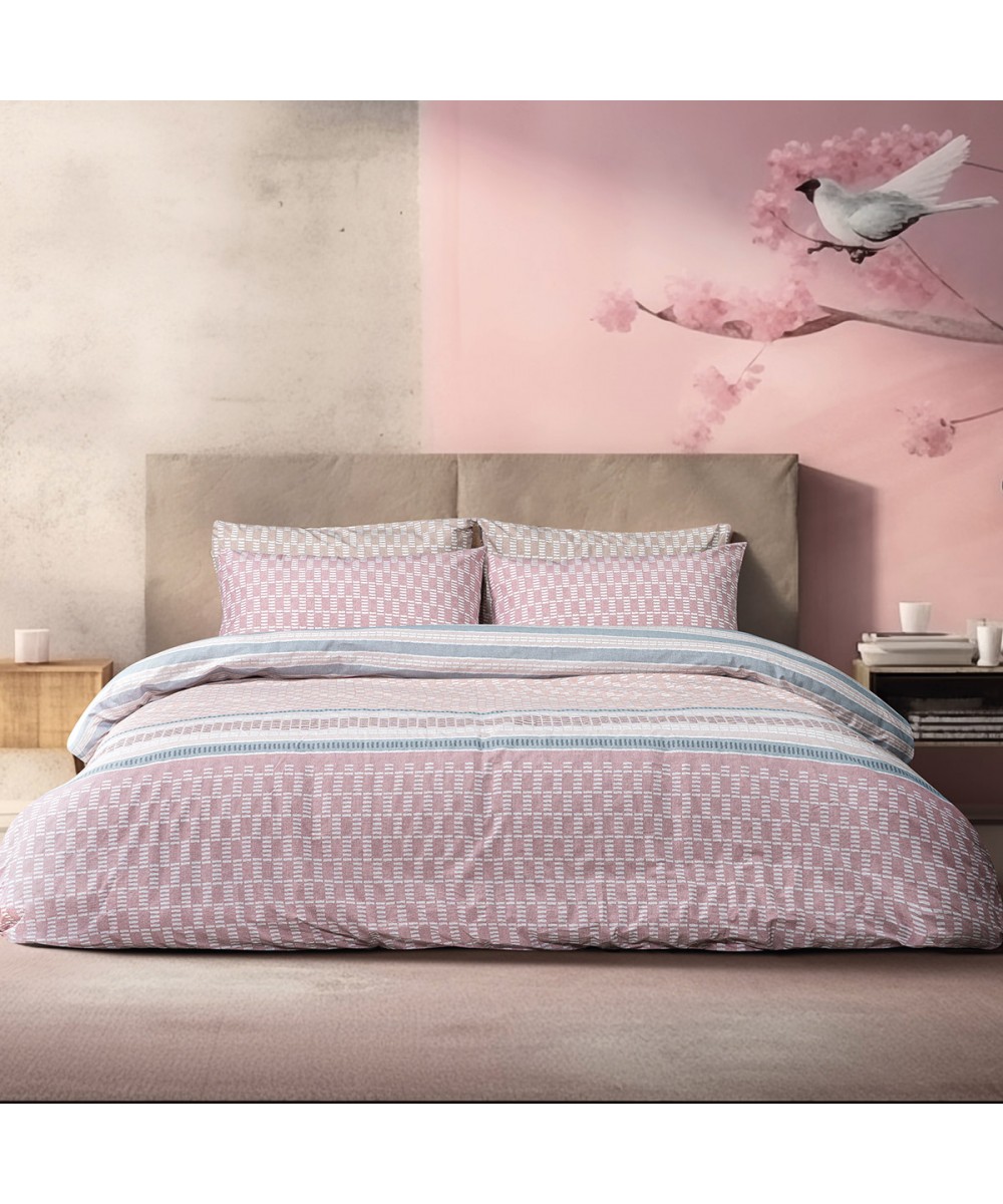 Single sheet set with elastic Mnemba Art 12184 100x200 30 Pink Beauty Home