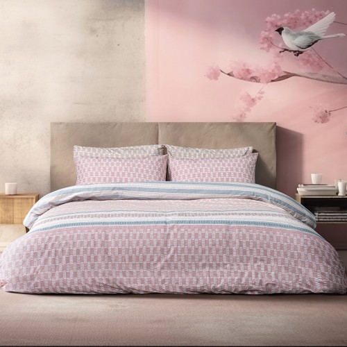 Single sheet set with elastic Mnemba Art 12184 100x200 30 Pink Beauty Home