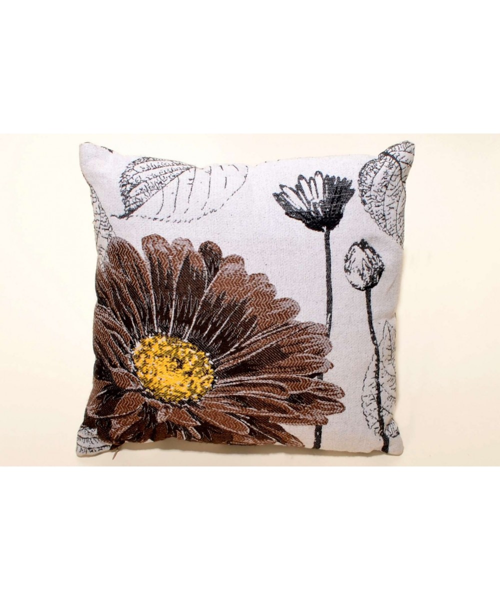 PILLOWCASE (45cm x 45cm) FLOWER BROWN