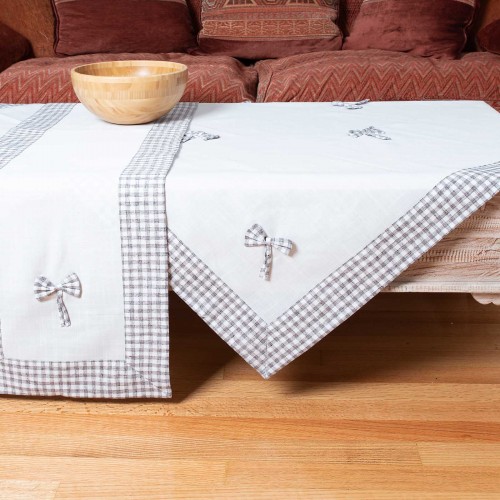 tablecloths (140cm x 180cm) bow ivory/grey