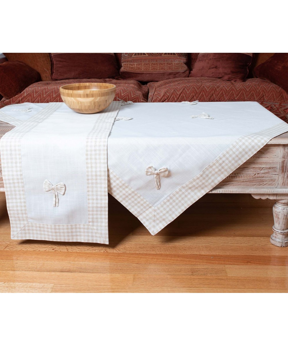 tablecloths (140cm x 180cm) bow ivory/brown