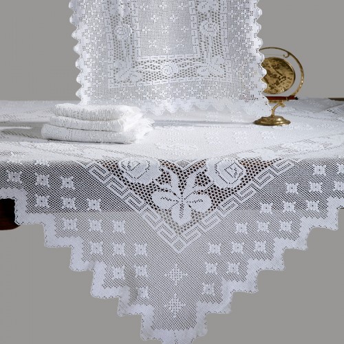 Handmade knitted mercerized tablecloth 187 (170cm x 230cm)