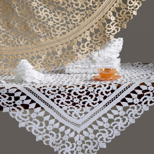 Handmade mercerized tablecloth (180cm x 220cm) 4972 off-white