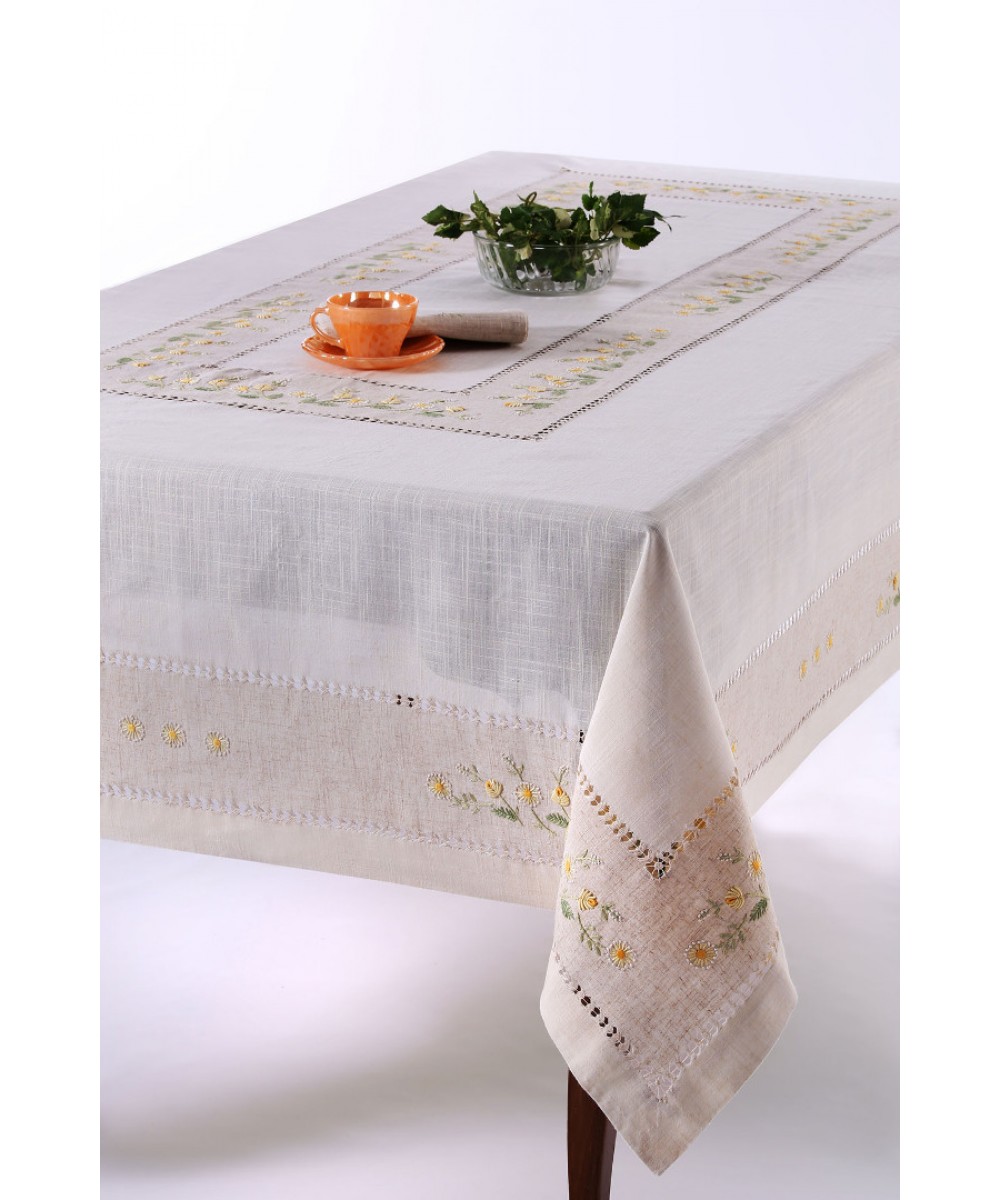 Handmade tablecloth 9858 (170cm x 220cm) yellow