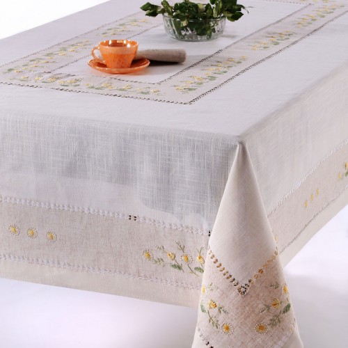 Handmade tablecloth 9858 (170cm x 220cm) yellow